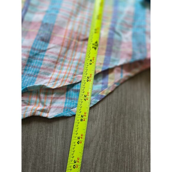 Brooks Brothers Small Pastel Plaid Irish Linen Button up Shirt Multicolor - Picture 7 of 8